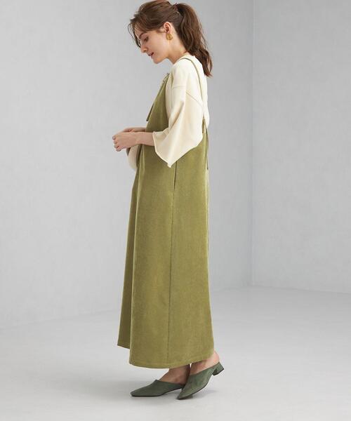 green label relaxing(グリーンレーベルリラクシング)の「コーデュロイ キャミ ワンピース(ワンピース・レディース・オリーブ/ダークグレー/ナチュラル・FREE)」の18枚目の写真