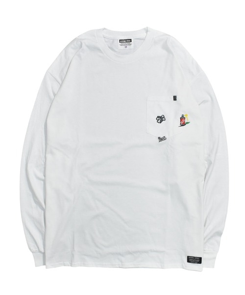 DOUBLE STEAL(ダブルスティール)の「刺繍 長袖ポケットTシャツ(Tシャツ/カットソー・メンズ・ホワイト/ブラック・MEDIUM/X-LARGE/LARGE)」の2枚目の写真