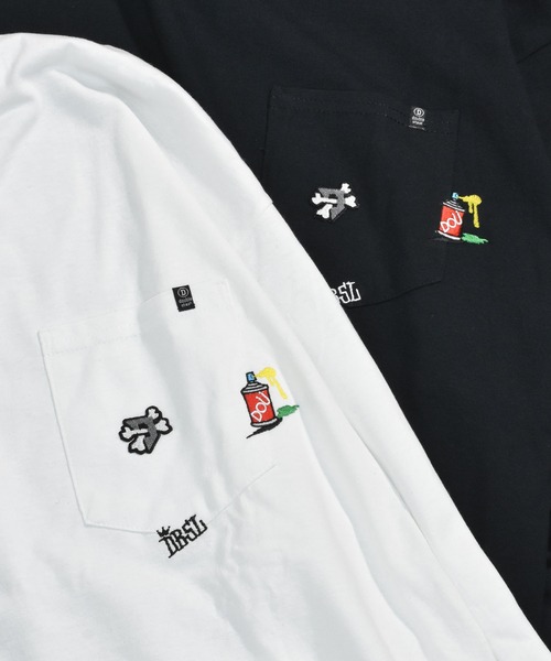 DOUBLE STEAL(ダブルスティール)の「刺繍 長袖ポケットTシャツ(Tシャツ/カットソー・メンズ・ホワイト/ブラック・MEDIUM/X-LARGE/LARGE)」の5枚目の写真