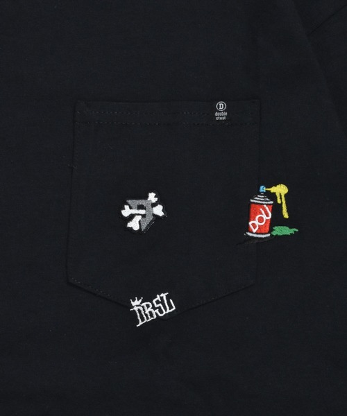 DOUBLE STEAL(ダブルスティール)の「刺繍 長袖ポケットTシャツ(Tシャツ/カットソー・メンズ・ホワイト/ブラック・MEDIUM/X-LARGE/LARGE)」の7枚目の写真