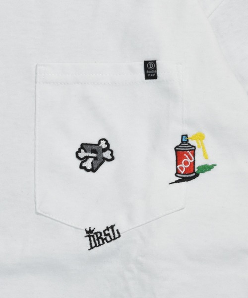 DOUBLE STEAL(ダブルスティール)の「刺繍 長袖ポケットTシャツ(Tシャツ/カットソー・メンズ・ホワイト/ブラック・MEDIUM/X-LARGE/LARGE)」の9枚目の写真