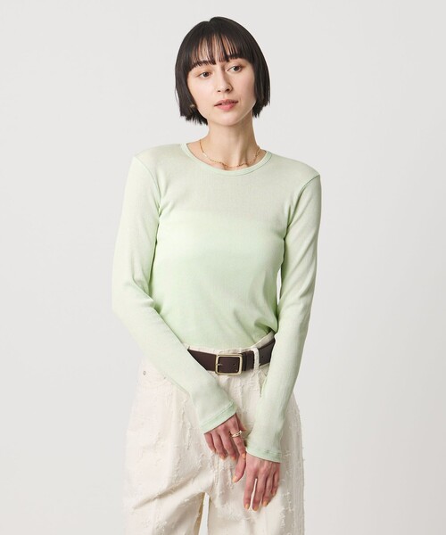 UNITED ARROWS(ユナイテッドアローズ)の「コットン テレコ クルーネック カットソー(Tシャツ/カットソー・レディース・ホワイト/ダークブラウン/ブラック/ライトピンク/ライトブルー/ライム・FREE)」の4枚目の写真
