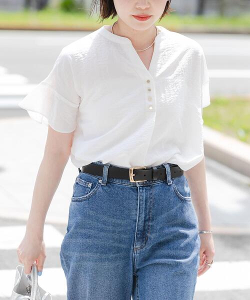 URBAN RESEARCH(アーバンリサーチ)の「フレンチスリーブスキッパーブラウス(シャツ/ブラウス・レディース・ブラック系その他/オフホワイト/ライトブルー・FREE)」の6枚目の写真