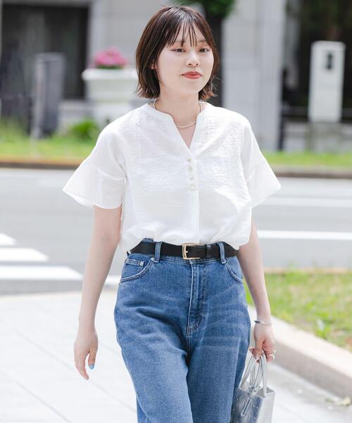 URBAN RESEARCH(アーバンリサーチ)の「フレンチスリーブスキッパーブラウス(シャツ/ブラウス・レディース・ブラック系その他/オフホワイト/ライトブルー・FREE)」の7枚目の写真