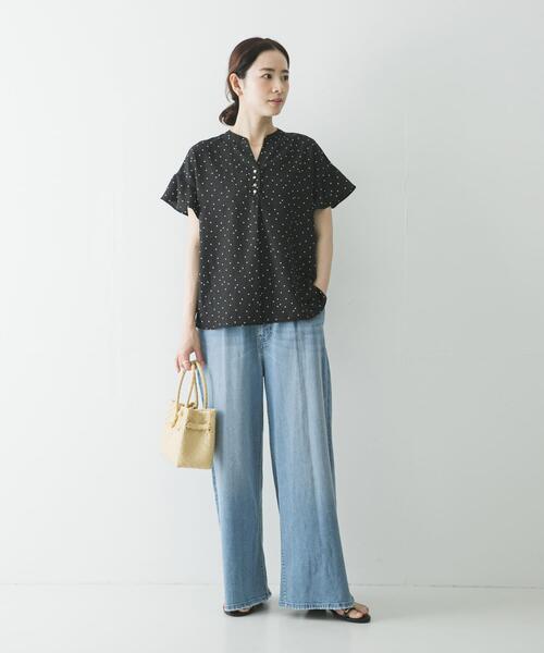 URBAN RESEARCH(アーバンリサーチ)の「フレンチスリーブスキッパーブラウス(シャツ/ブラウス・レディース・ブラック系その他/オフホワイト/ライトブルー・FREE)」の14枚目の写真
