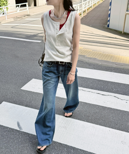 JOURNAL STANDARD(ジャーナルスタンダード)の「別注【FAITH MILLS CORP】ワッフルガゼットPOヘンリータンクトップ(タンクトップ・レディース・アイボリー/パープル/イエロー/ブラック系その他・FREE)」の6枚目の写真