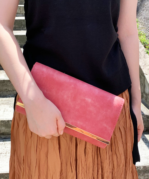 STYLEBLOCK(スタイルブロック)の「ゴールドプレートPUレザークラッチバッグパーティーバッグ(クラッチバッグ・レディース・ブルー/レッド/ライトグレー/オフホワイト/ブラック・FREE)」の1枚目の写真