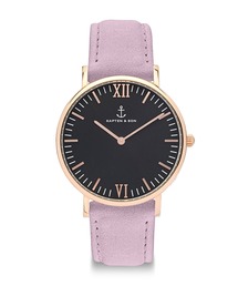 【KAPTEN&SON】ピンクゴールド　40mm　ブラック　レザーバンド