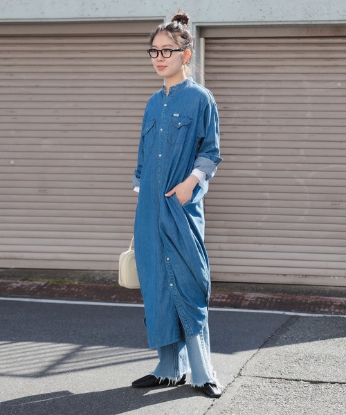 Lee(リー)の「【別注】Lee / デニム シャツ マキシドレス(S~M)(シャツワンピース・レディース・ライトブルー/ブラック/ロイヤルブルー・MEDIUM/SMALL)」の13枚目の写真