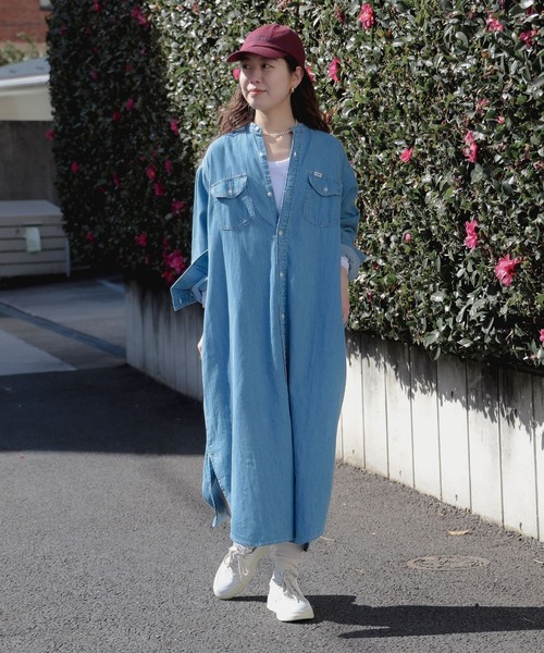 Lee(リー)の「【別注】Lee / デニム シャツ マキシドレス(S~M)(シャツワンピース・レディース・ライトブルー/ブラック/ロイヤルブルー・MEDIUM/SMALL)」の7枚目の写真