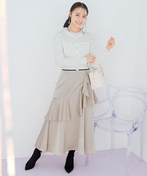 WILLSELECTION(ウィルセレクション)の「アシメラッフルサテンスカート(スカート・レディース・チャコールグレー/ピンク/ベージュ・FREE)」の11枚目の写真
