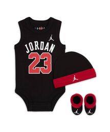 NIKE | ナイキ スポーツウェア ベビー ボディスーツ ビーニー アンド ブーティー セット / Nike Baby (0-6M) 3-Piece Set HA7481-010 Black(ロンパース)