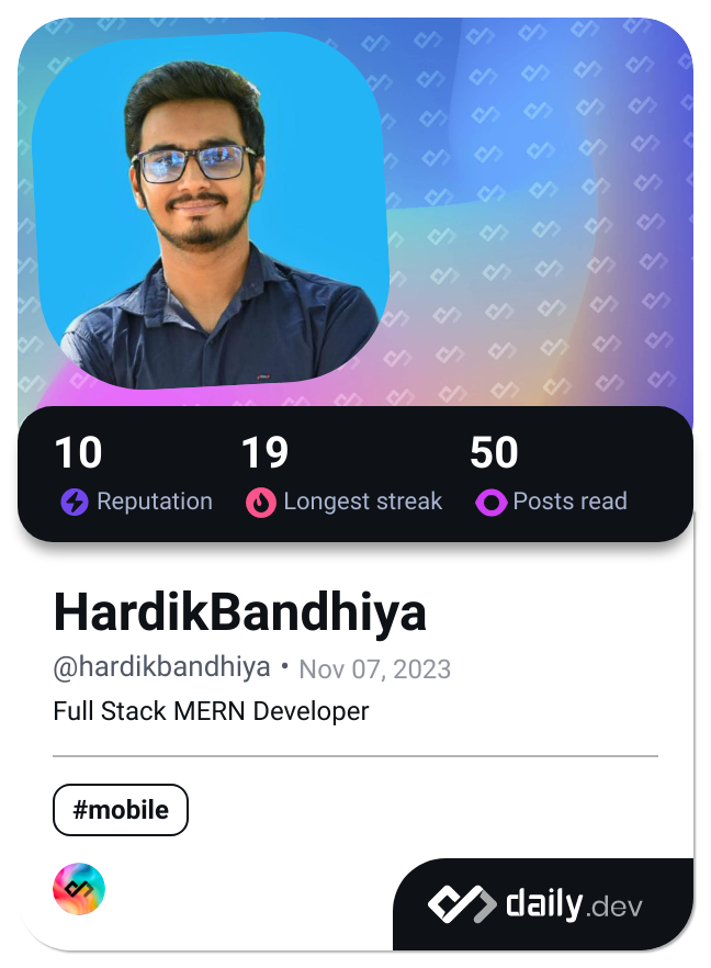 HardikBandhiya's Dev Card