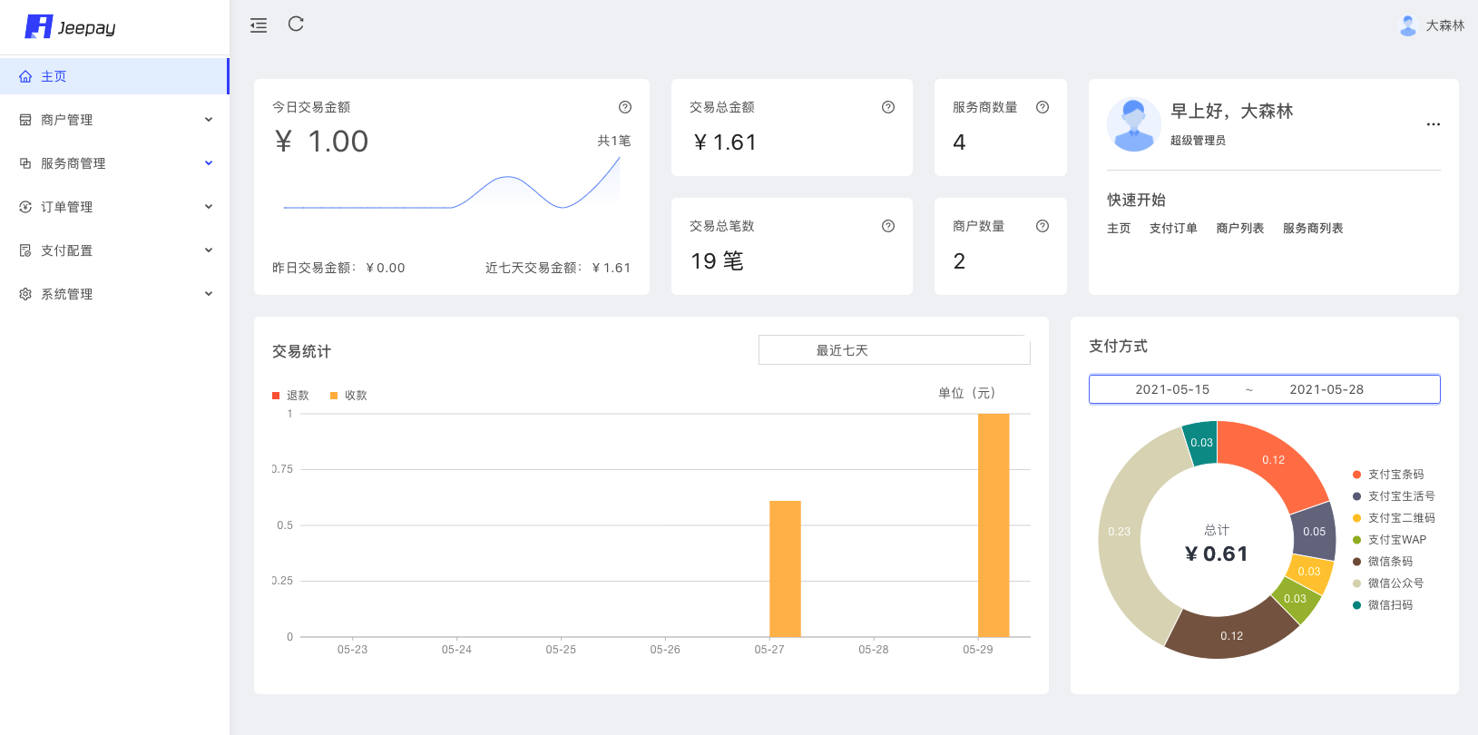 Jeepay演示界面