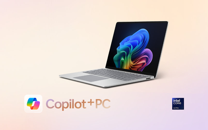 Ένα Surface Laptop για επιχειρήσεις, Copilot+ PC με επεξεργαστές Intel® Core™ Ultra (Σειρά 2) σε ασημί χρώμα.