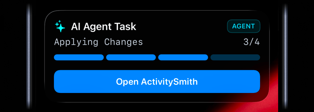 AI agent task progress shown as an ActivitySmith Live Activity on the iPhone Lock Screen