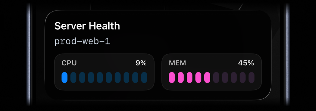 Metrics Live Activity with CPU and memory values