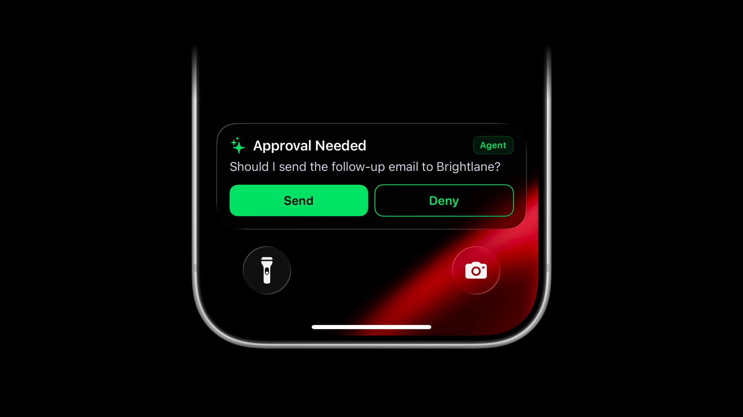 ActivitySmith Live Activity asking for approval with two decision buttons