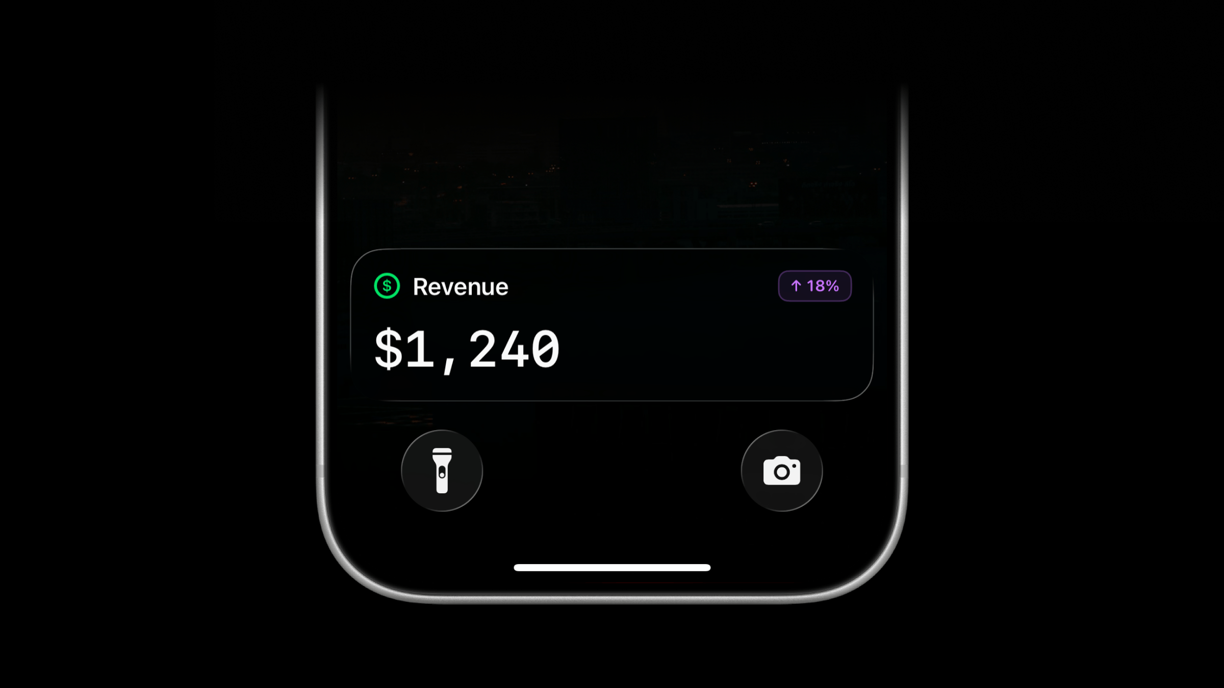 Value Live Activity showing revenue with a growth badge