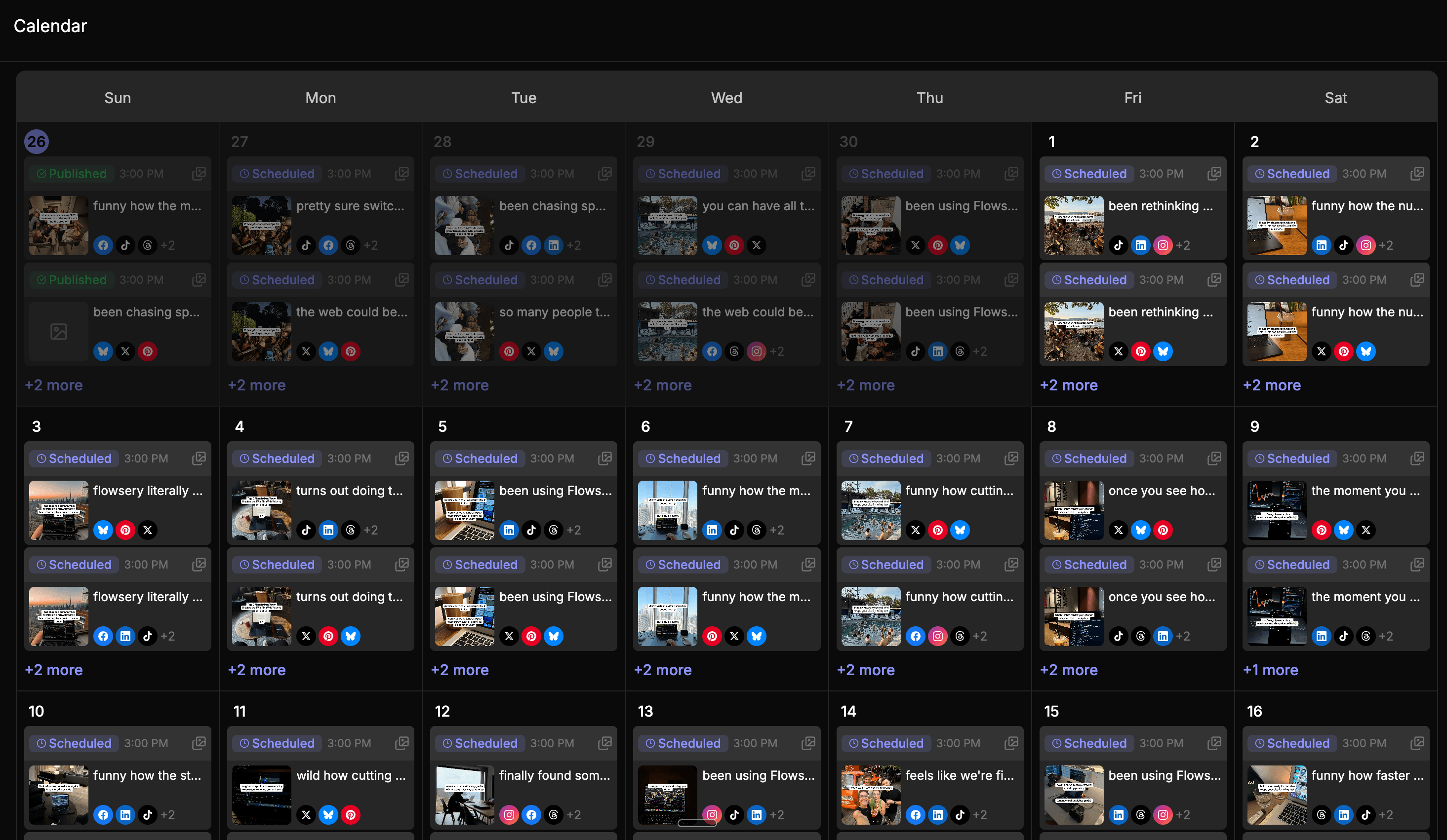 AdaptlyPost Mastodon-Post-Planer mit einer Warteschlange geplanter Mastodon-Posts