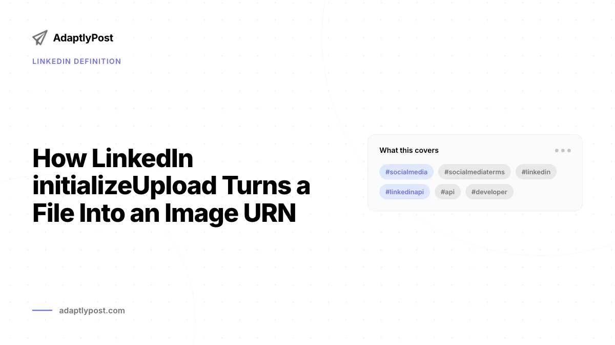 How LinkedIn initializeUpload turns a file into an image URN