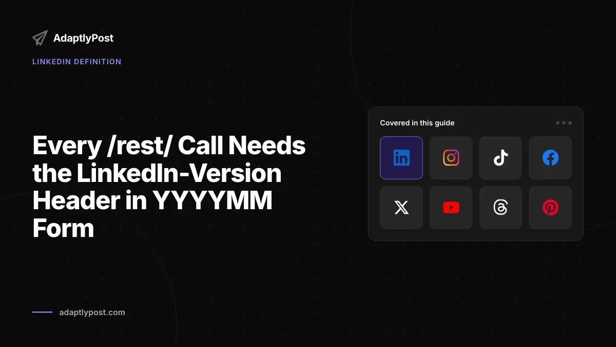 Every /rest/ call needs the LinkedIn-Version header in YYYYMM form
