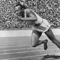 Berlin, 1936 - Jesse Owens of the USA in action in the mens 200m at the Summer Olympic Games. Owens won a total of four gold medals.