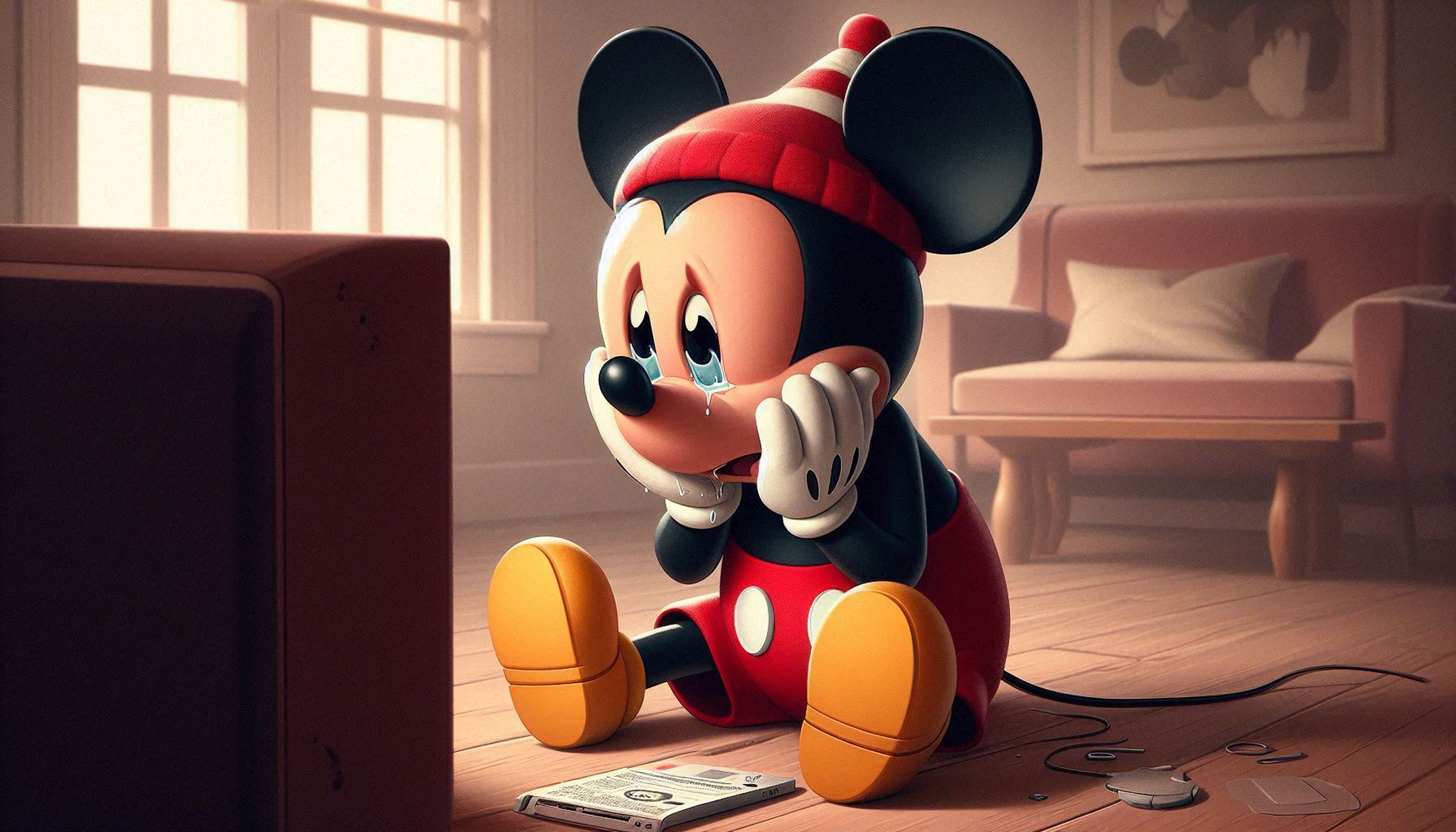 Mickey Mouse llorando