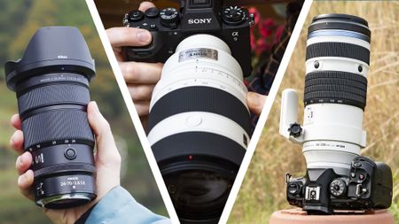 Triptych of Nikon, Sony and OM System lenses