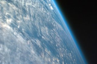 A highly oblique image shot over northwestern part of the African continent captures the curvature of the Earth and shows its atmosphere as seen by NASA EarthKAM