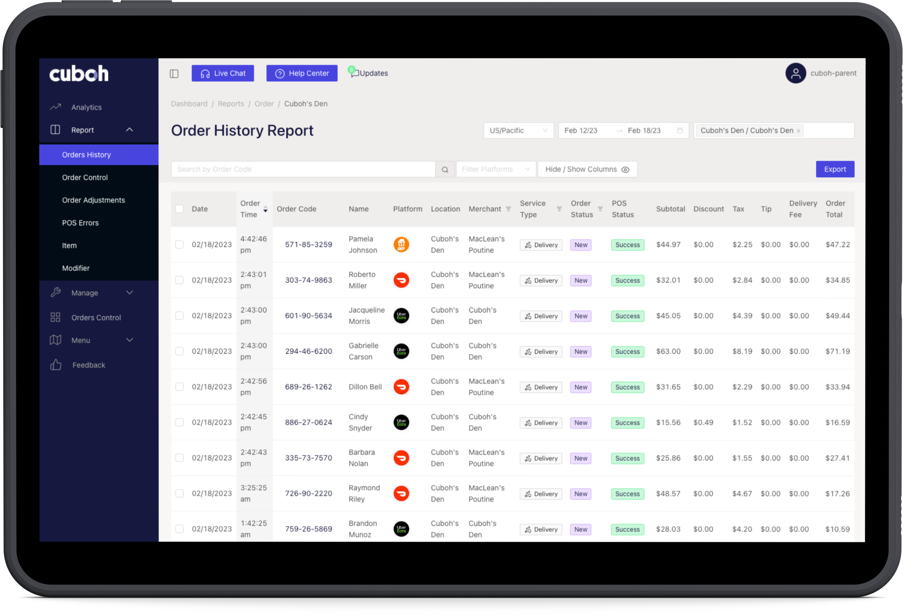 3rd party delivery platform integration