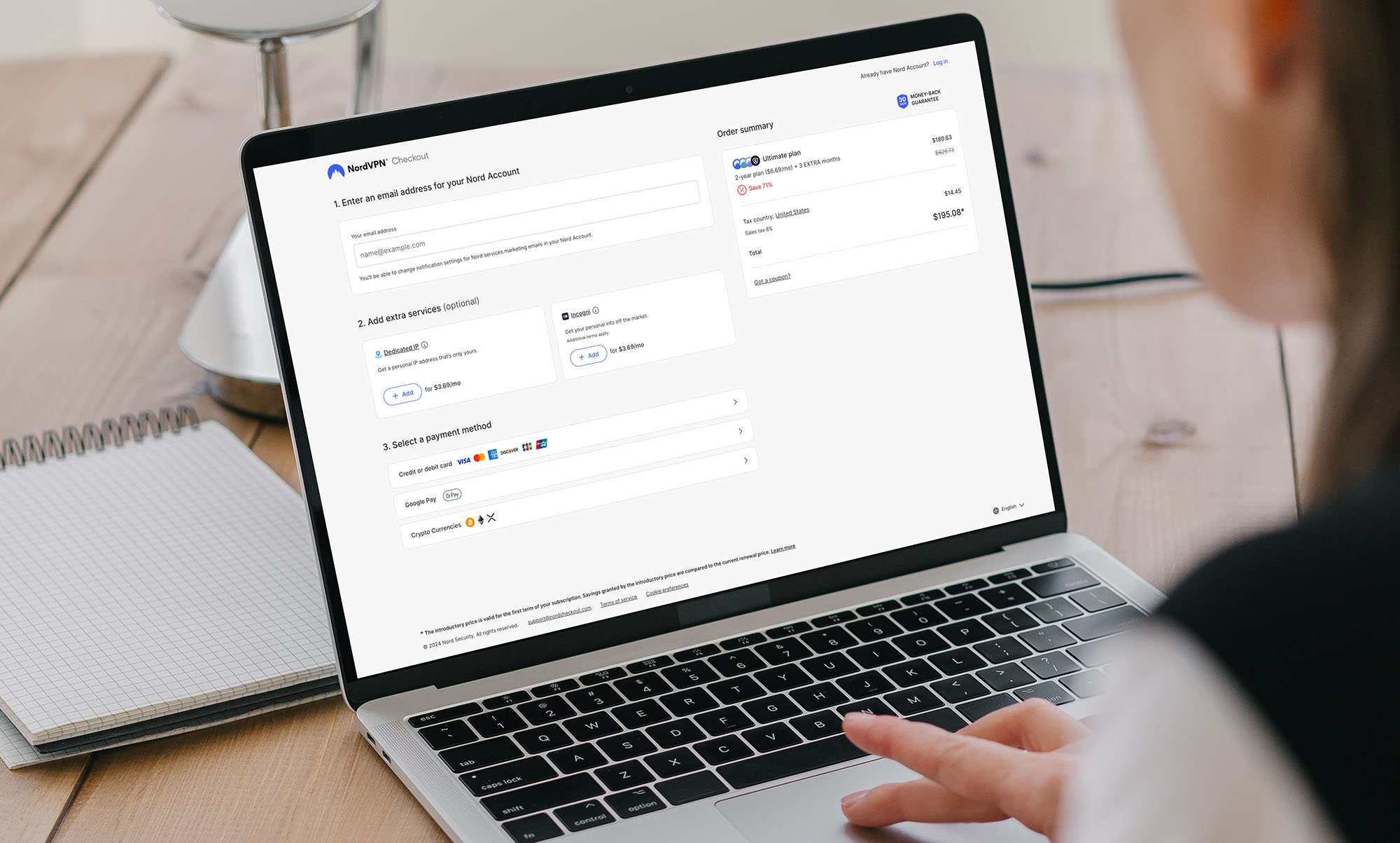 NordVPN checkout screen
