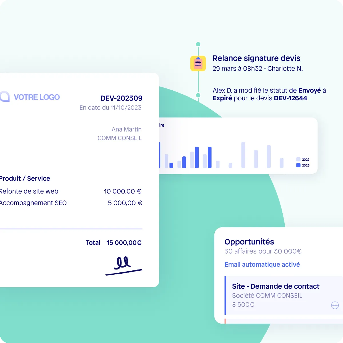 Interface de Sellsy Vente