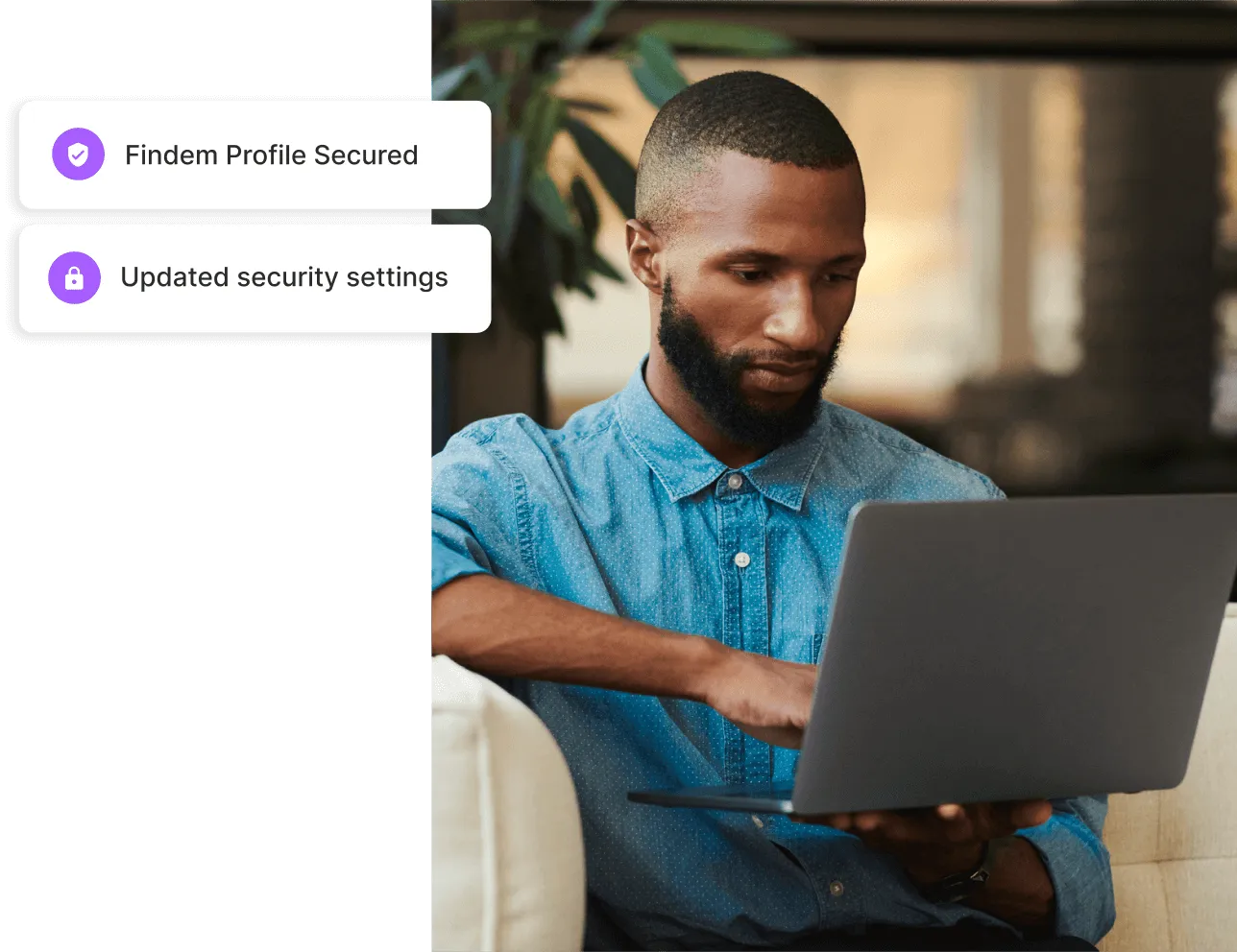 Man looking at computer with security details