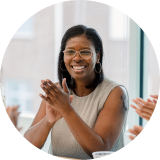 Smiling woman with glasses