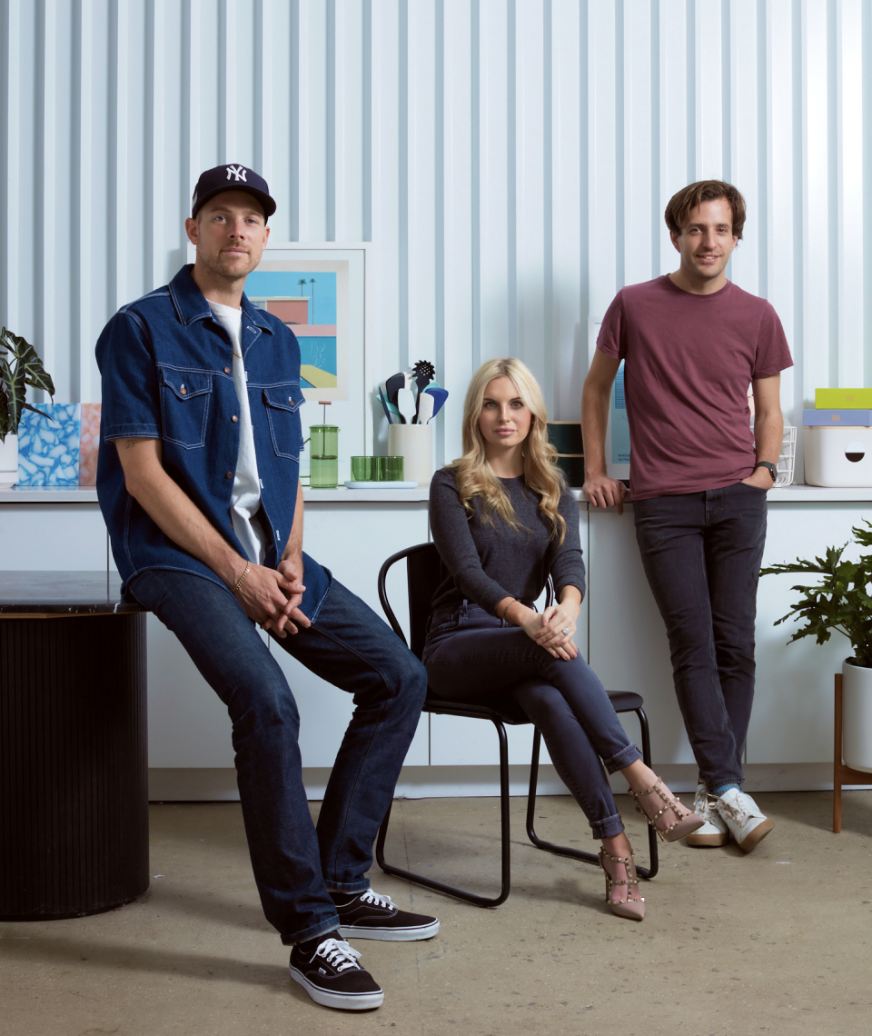 Portrait of Emmett, Suze, and Nick, the co-founders of Pattern