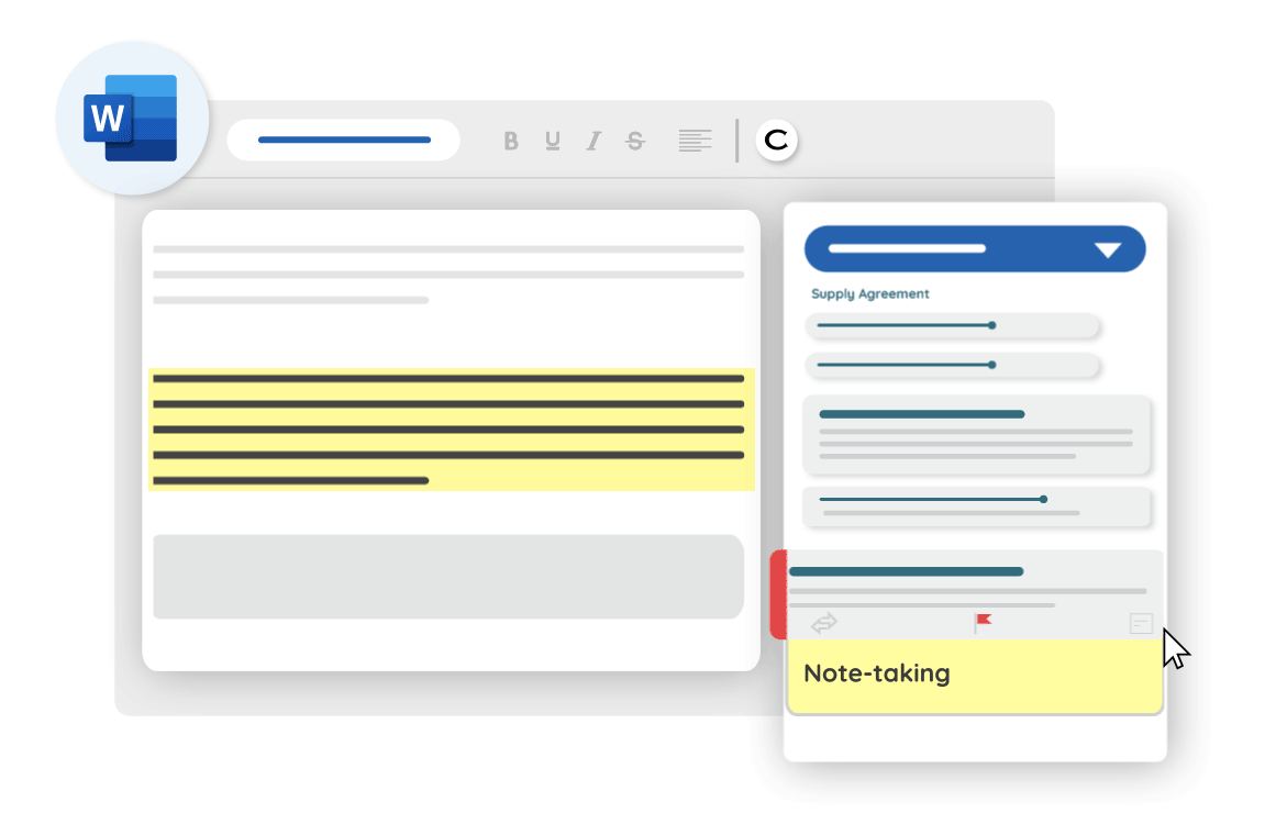 Seamless integration of clause library during contract review, inside Word