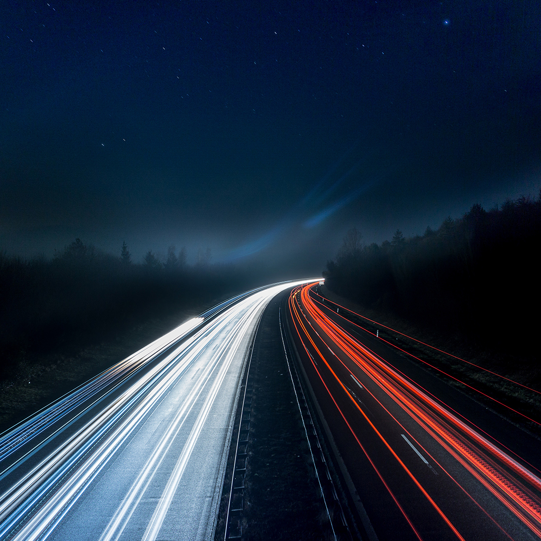 Illuminating car lights on the highway