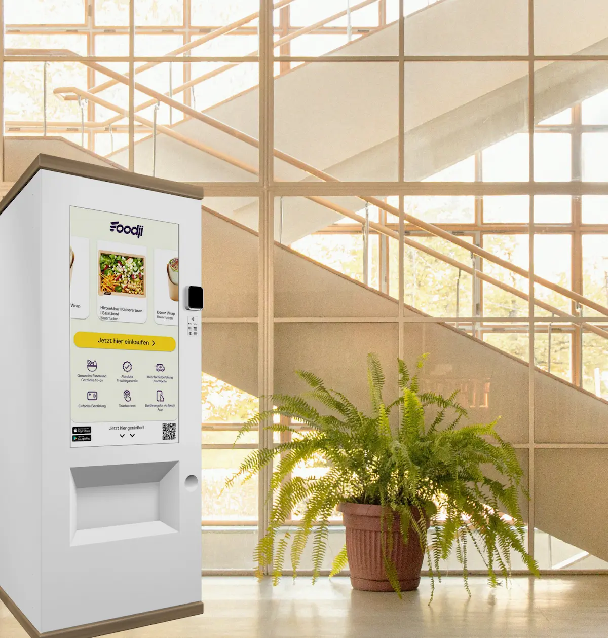 Foodji - food vending machine - team eating