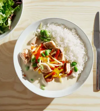 Rice with curry and vegetables