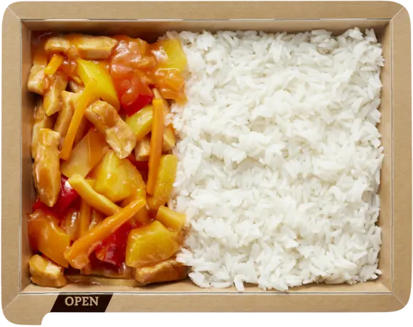 Sweet and sour chicken with basmati rice