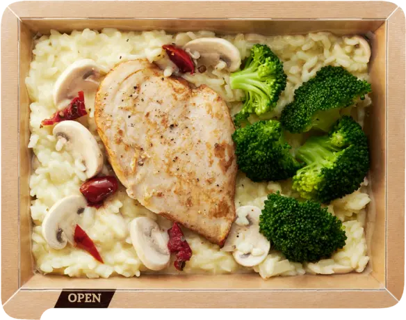 Roasted chicken breast with mushroom risotto