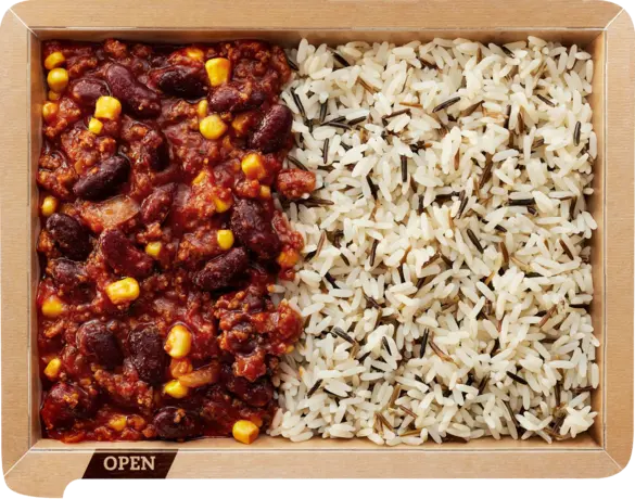 Chili con carne with wholegrain rice