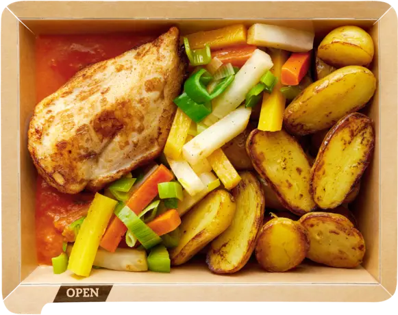 Chicken breast with root vegetables and potatoes