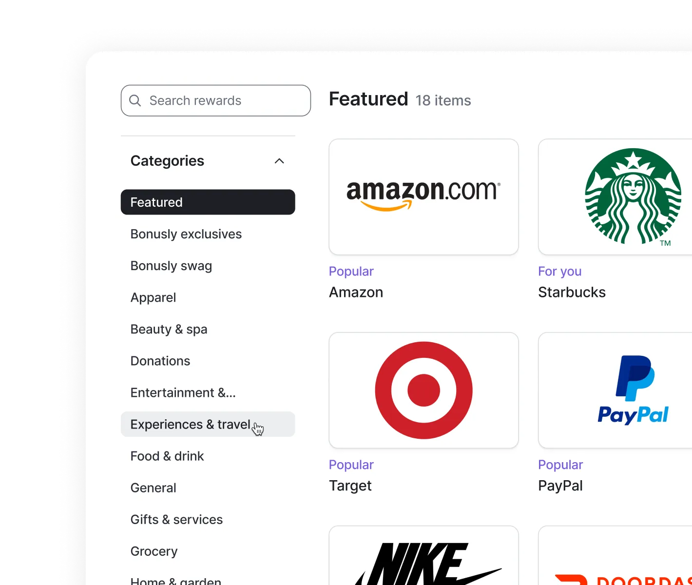 Employee rewards catalog ideas