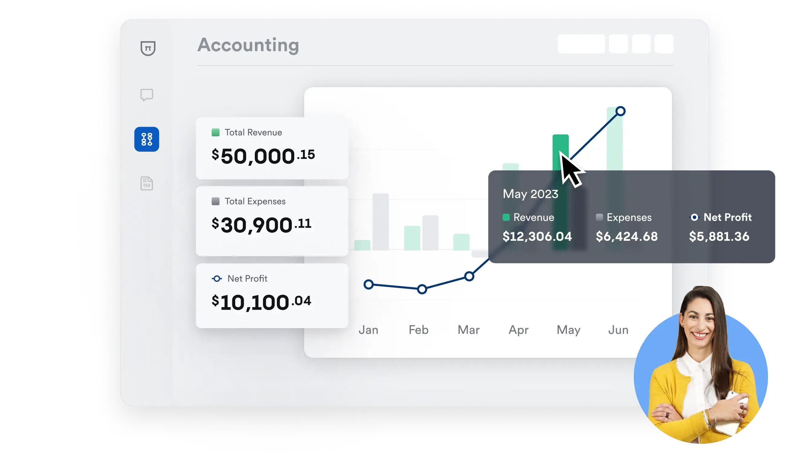 Small business owner reviews an accounting report provided by their Bench bookkeeper.