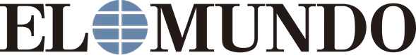 Logo of El Mundo, featuring the text in bold black letters and a circular graphic element in light blue.