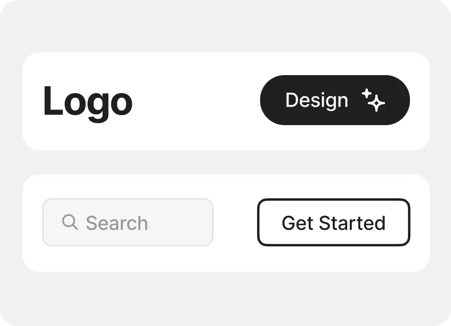 Website elements: navigation bar featuring a Logo and a button, part of the FlowMapp service interface