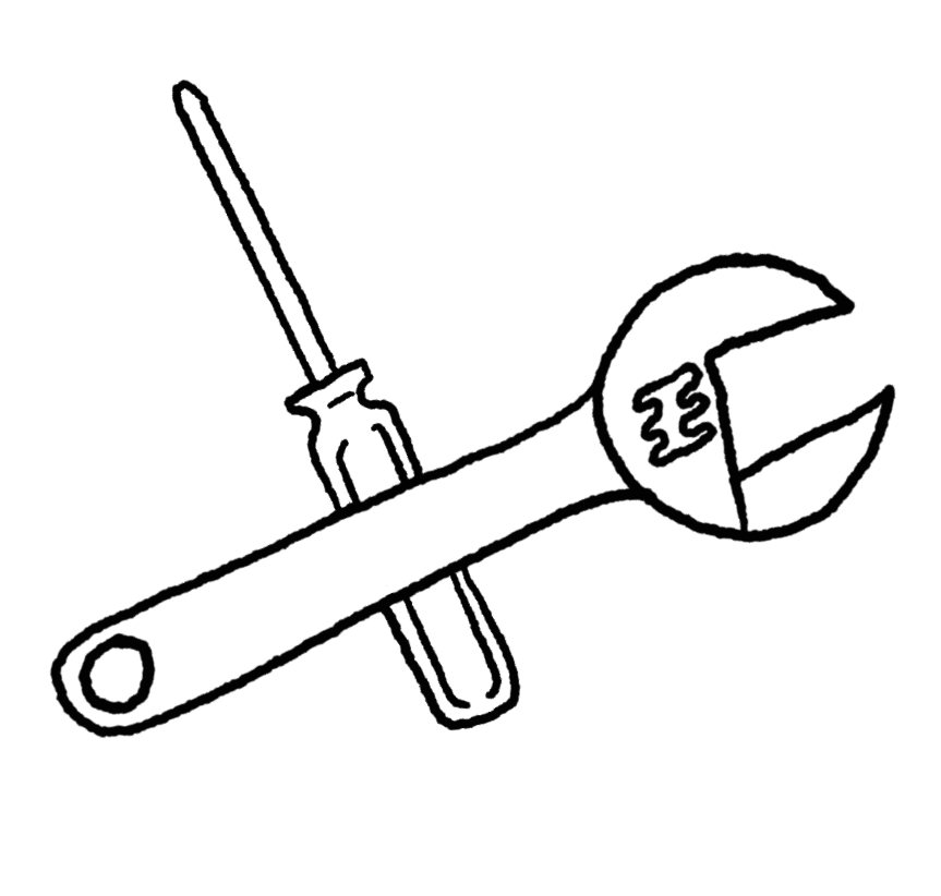 A simple illustration of a wrench and a screwdriver
