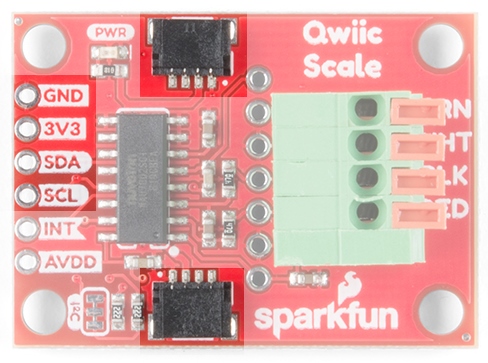I2C pins and Qwiic connectors highlighted